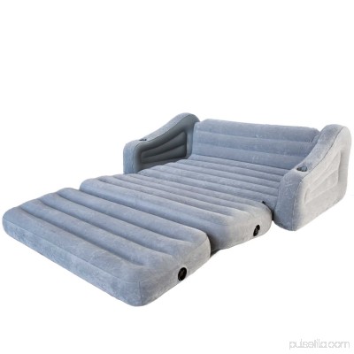Intex Inflatable 2-In-1 Pull-Out Sofa and Queen Air Mattress Futon, Gray
